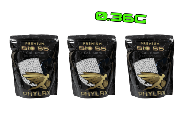 3er Pack Phylax 0,36g Bio BBs (1kg), 2777Rds.