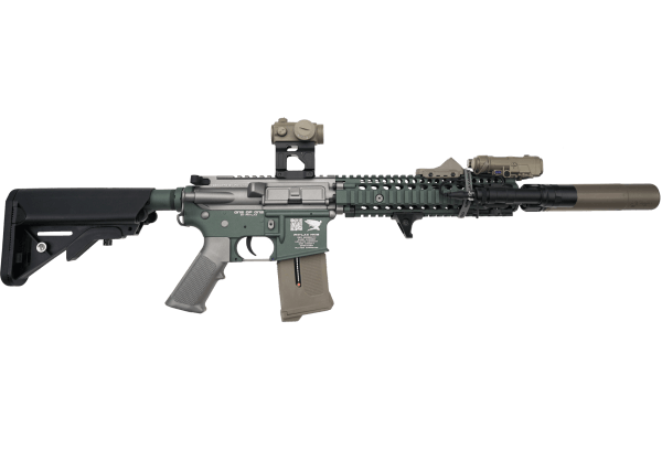 Phylax Advanced MK18 O.E. (S)AEG with GateTitan, Cerakote Gun Metal Grey x Charcoal Green