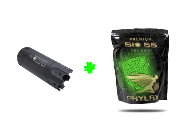 Acetech Blaster Tracer Unit, black + Phylax 0,25g Bio Tracer BBs (1kg) 4000Rds. Green