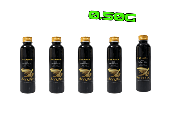 5er Pack Phylax 0,50g Precision BBs Bottle 550Rds.