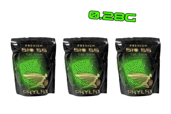3er Pack Phylax 0,28g Bio Tracer BBs (1kg) 3571Rds. Green