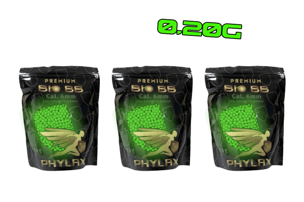 3er Pack Phylax 0,20g Bio Tracer BBs (1kg) 5000Rds. Green